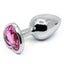  Seamless Metal Butt Plug With Heart Gem features a heart-shaped gem base that makes your booty look cute & glamorous! Also holds heat & cold for temperature play. Pink.