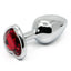  Seamless Metal Butt Plug With Heart Gem features a heart-shaped gem base that makes your booty look cute & glamorous! Also holds heat & cold for temperature play. Red.