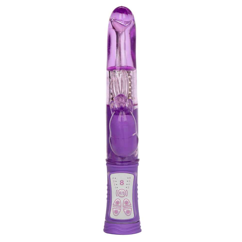 Shane's World - Jack Rabbit G Vibrator - has 8 vibration modes & 4 speeds of rotating shaft beads with a curved G-spot head for targeted dual stimulation. Purple 2