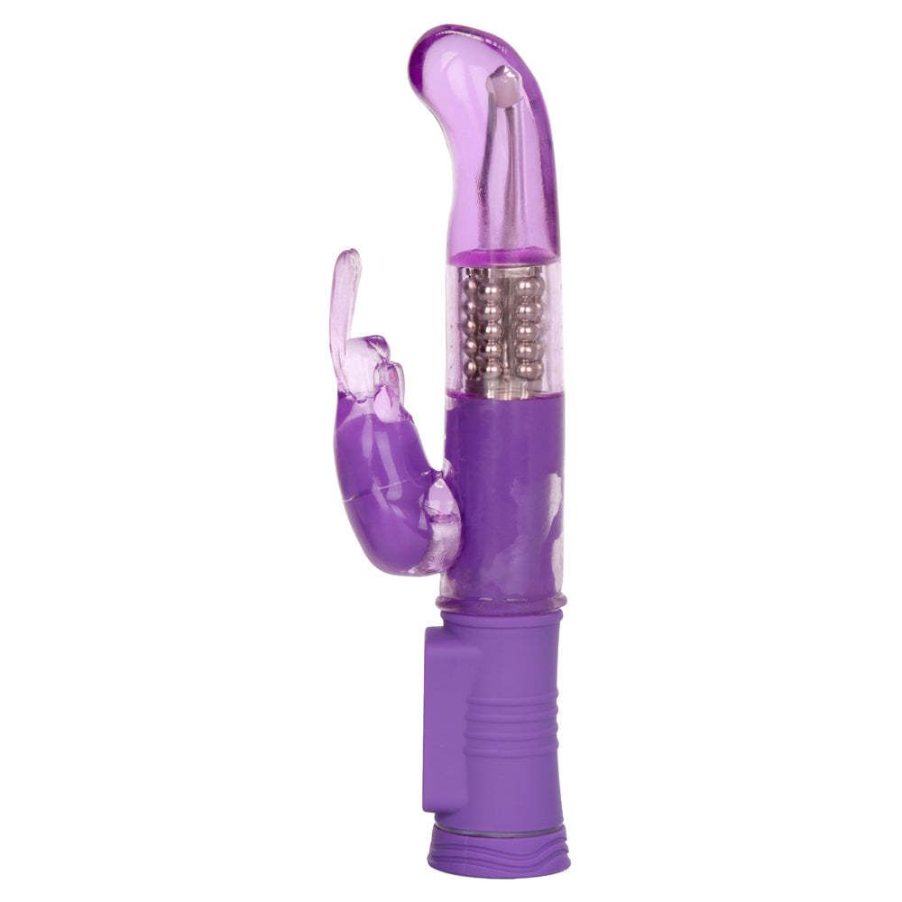Shane's World - Jack Rabbit G Vibrator - has 8 vibration modes & 4 speeds of rotating shaft beads with a curved G-spot head for targeted dual stimulation. Purple 3