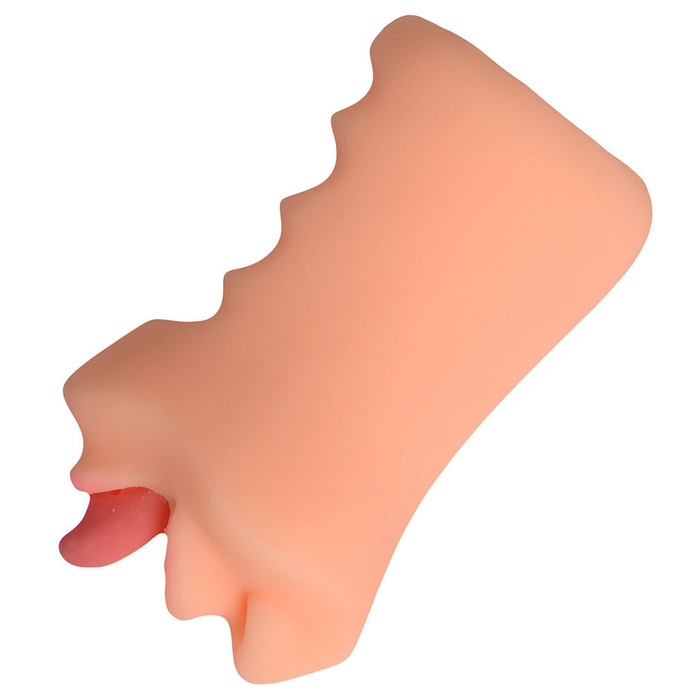 Shequ Oral Sex Super-Stretchy Male Masturbator Sleeve has a sculpted nose, lips & outstretched tongue + unique S-shaped texture inside for awesome stimulation. (3)
