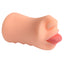  Shequ Oral Sex Vibrating Super Stretchy Male Masturbator Sleeve has a sculpted nose, lips & outstretched tongue in realistic TPE + textured chamber & vibrating bullet for even more stimulation.