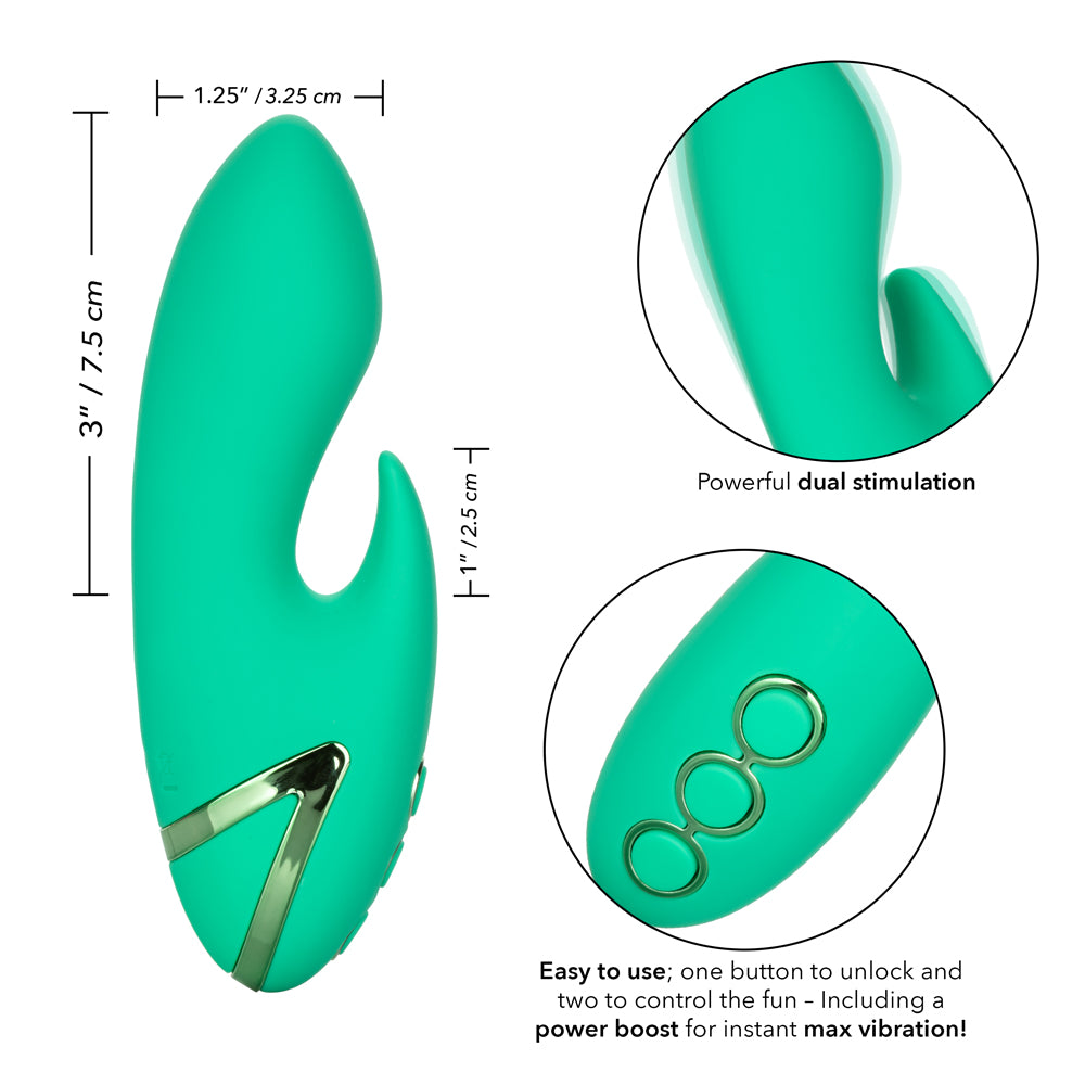 California Dreaming - Sierra Sensation - travel-sized rabbit vibrator has a flexible clitoral teaser & a bulbous G-spot shaft with 10 vibration modes, Power Boost action & a travel lock feature. 9