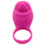 Silicone Love Ring - Tongue has 10 wicked vibration modes & a tongue-shaped clitoral stimulator for her pleasure. Waterproof & rechargeable for easy, endless fun. Rose.