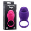 Silicone Love Ring - Tongue has 10 wicked vibration modes & a tongue-shaped clitoral stimulator for her pleasure. Waterproof & rechargeable for easy, endless fun. Purple-package.