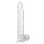 Size Queen™ - 10" Dildo - firm & flexible 10" dong has a realistic phallic head & veiny shaft with a harness-compatible suction cup for hands-free fun, solo or partnered. Clear 