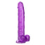 Size Queen™ - 10" Dildo - firm & flexible 10" dong has a realistic phallic head & veiny shaft with a harness-compatible suction cup for hands-free fun, solo or partnered. Clear Purple
