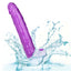 Size Queen™ - 10" Dildo - firm & flexible 10" dong has a realistic phallic head & veiny shaft with a harness-compatible suction cup for hands-free fun, solo or partnered. Clear Purple. Waterproof.