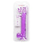 Size Queen™ - 10" Dildo - firm & flexible 10" dong has a realistic phallic head & veiny shaft with a harness-compatible suction cup for hands-free fun, solo or partnered. Clear Purple, package