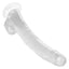 Size Queen™ - 12" Dildo - firm & flexible 10" dong has a realistic phallic head & veiny shaft with a harness-compatible suction cup for hands-free fun, solo or partnered. Clear 3