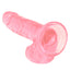 California Exotics Size Queen 6" Dildo w/ Suction Cup Base - firm & flexible 6" dong has a realistic phallic head & veiny shaft with a harness-compatible suction cup. Pink 5