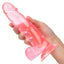 California Exotics Size Queen 6" Dildo w/ Suction Cup Base - firm & flexible 6" dong has a realistic phallic head & veiny shaft with a harness-compatible suction cup. Pink 2