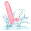 California Exotics Size Queen 6" Dildo w/ Suction Cup Base - firm & flexible 6" dong has a realistic phallic head & veiny shaft with a harness-compatible suction cup. Pink 6