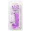 California Exotics Size Queen 6" Dildo w/ Suction Cup Base - firm & flexible 6" dong has a realistic phallic head & veiny shaft with a harness-compatible suction cup. Purple, package