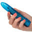 Sparkle 3-Speed Waterproof Mini Vibe has a tapered tip for pinpoint pleasure & has 3 vibration speeds packed in a fun glittery body. Blue-on hand.