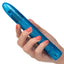 Sparkle 3-Speed Waterproof Slim Vibe has a long, slender body & a tapered tip w/ 3 vibration speeds to enjoy in a fun glittery body. Blue-on hand.