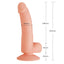 Seducer - 5.5" Spirited Dick - realistic dildo has a phallic head, veiny shaft & upwards curve for G-spot or P-spot stimulation + a harness-compatible suction cup. Flesh, size details