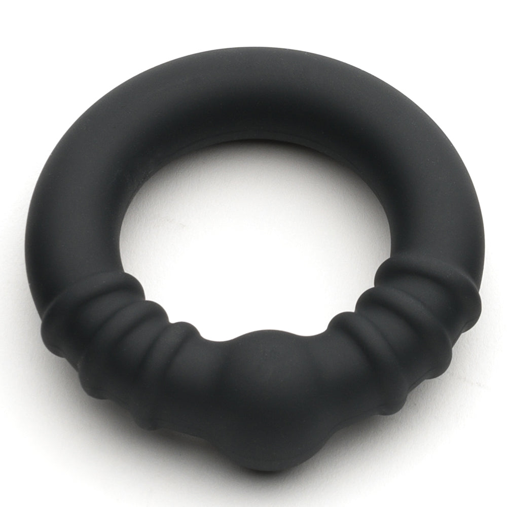 This silicone cock ring supports & keeps you harder for longer w/ a curved metal rod inside & textured bead for more stimulation. 