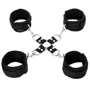 Sportsheets - 5-Piece Hog Tie & Cuff Set -heavy-duty bondage toy includes a central hog-tie connector + 4 detachable cuffs w/ Velcro closure. 