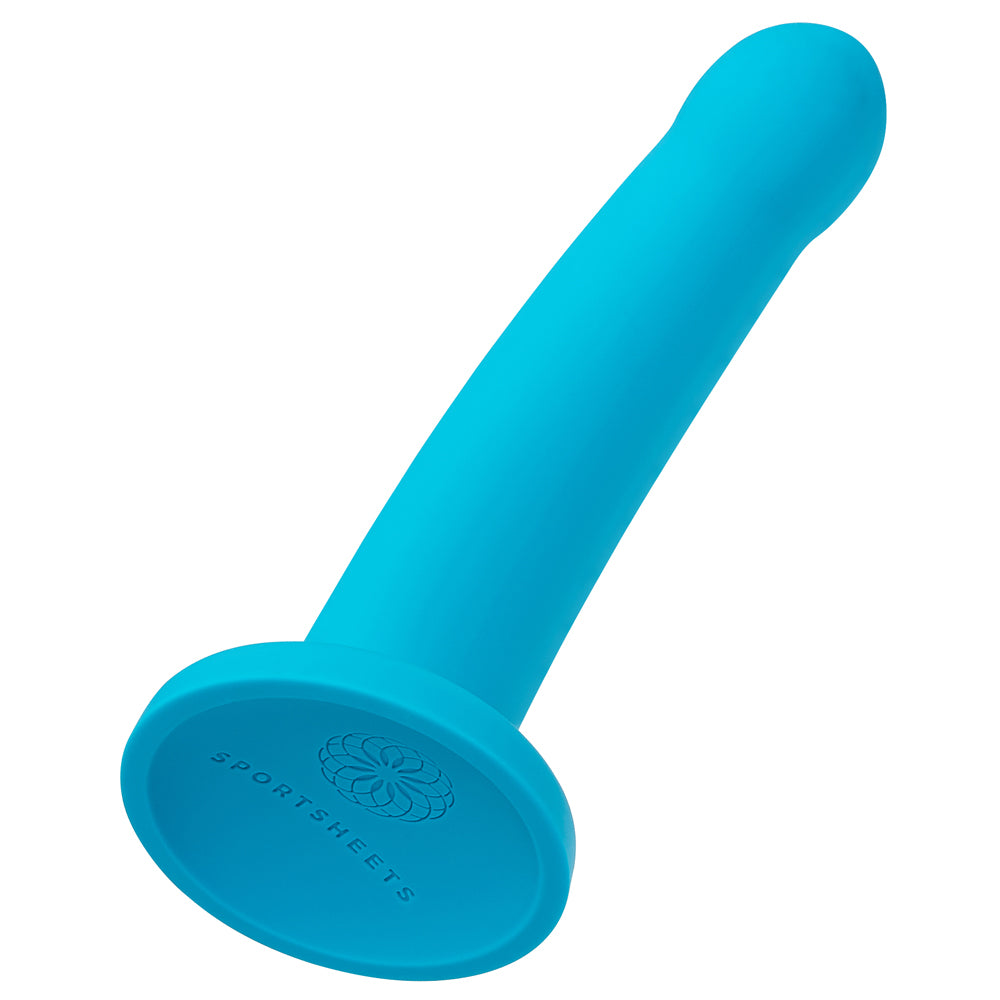Sportsheets Hux 7" Solid Silicone Dildo feels full, firm & heavy w/ a bulbous head + curved shaft for targeted G-spot/P-spot pleasure. (6)
