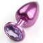 Seamless Metal Starting Butt Plug With Round Gem - Small - beginner-friendly & has a round crystal gem base that makes your booty look cute & glamorous. purple plug, violet gem