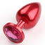 Seamless Metal Starting Butt Plug With Round Gem - Small - beginner-friendly & has a round crystal gem base that makes your booty look cute & glamorous. Red plug, Rosy gem