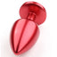 Seamless Metal Starting Butt Plug With Round Gem - Small - beginner-friendly & has a round crystal gem base that makes your booty look cute & glamorous. Red plug, Rosy gem 2