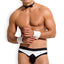 Sunspice Men's Lingerie Costume w/ Bowtie, Cuffs & Briefs - w/ a stretchy bowtie collar, French wrist cuffs & soft briefs to highlight your assets while leaving enough on display.