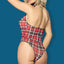 Sunspice Plaid Cutout Teddy Schoolgirl Costume has a plunging keyhole from collarbone to navel with a front-tie collared halter neck & high-cut leg to emphasise your hips & rear! (2)