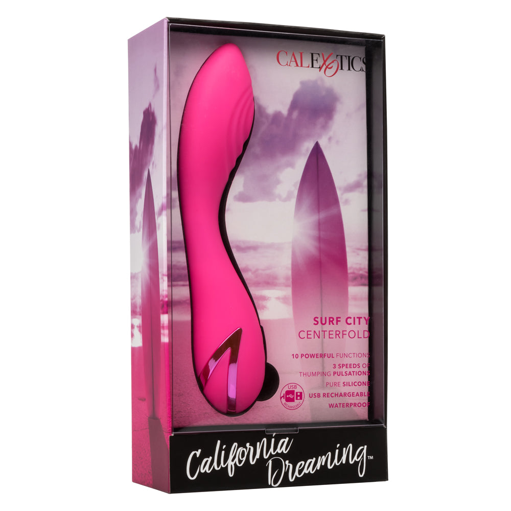 California Dreaming - Surf City Centerfold - vibrator has 3 thumping pulsation intensities & 10 vibration modes in its bulbous, ridged G-spot head, plus a Power Boost for ultimate G-spot pleasure. Pink 11