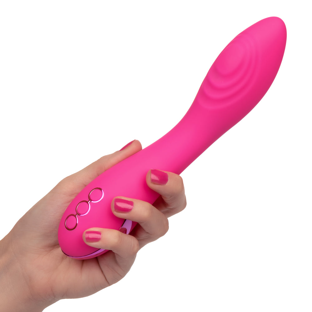 California Dreaming - Surf City Centerfold - vibrator has 3 thumping pulsation intensities & 10 vibration modes in its bulbous, ridged G-spot head, plus a Power Boost for ultimate G-spot pleasure. Pink 2