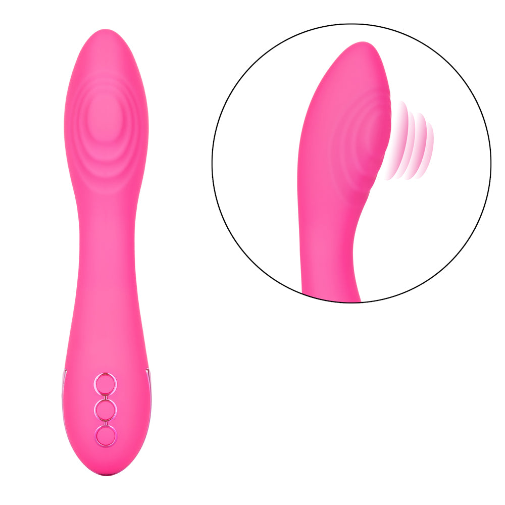 California Dreaming - Surf City Centerfold - vibrator has 3 thumping pulsation intensities & 10 vibration modes in its bulbous, ridged G-spot head, plus a Power Boost for ultimate G-spot pleasure. Pink 7
