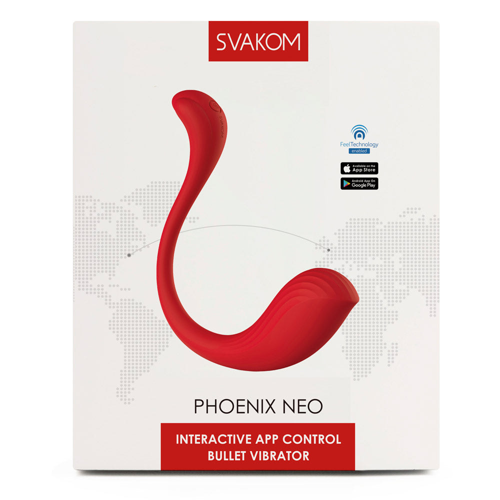 Svakom Phoenix Neo Interactive Wearable Bullet Vibrator - app-controlled vibrating egg bullet offers long-distance play. 11 vibration modes, rechargeable 8