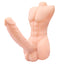 Temptation Bigger Man Monster Dick Bendable Dildo With Torso - self-lubricating dildo is attached to a muscular mini torso & has a ridged phallic G-/P-spot head + veiny shaft w/ a vertebrae core that holds any shape.