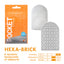 Tenga Pocket-Sized Masturbator - Hexa Brick Texture stretches to fit any penis & has a firm, hexagonal texture inside. Reseal in the original pouch for hygienic disposal. (2)