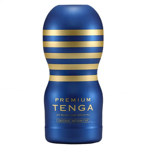 Tenga Premium Original Vacuum Cup Masturbator has 1.5x thicker material & a more intricate internal texture for a luxurious padded feeling & more intense stimulation. Package.