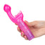 The Original Butterfly Kiss G-Spot & Clitoris Vibrator pampers your G-spot & clitoris w/ a bulbous tapered head & a butterfly-shaped stimulator w/ fluttering antennae & wings. Pink. On-hand.