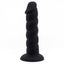 This sex toy is sure to fulfil your fantasies of being filled w/ a realistic phallic head & helix-style unicorn horn texture. Black.