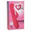 Throb Flutter Thumping Rabbit Vibrator - rabbit vibrator with pulsating, thumping massager pads for internal stimulation and external clitoral vibration. Pink, package image