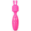  Tiny Teasers Bunny Mini Vibrating Wand includes a removable silicone rabbit head & has 3 vibration speeds, all in a travel-friendly body w/ flexible neck. With rabbit ears.