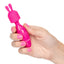  Tiny Teasers Bunny Mini Vibrating Wand includes a removable silicone rabbit head & has 3 vibration speeds, all in a travel-friendly body w/ flexible neck. On hand.
