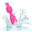  Tiny Teasers Bunny Mini Vibrating Wand includes a removable silicone rabbit head & has 3 vibration speeds, all in a travel-friendly body w/ flexible neck. Waterproof.