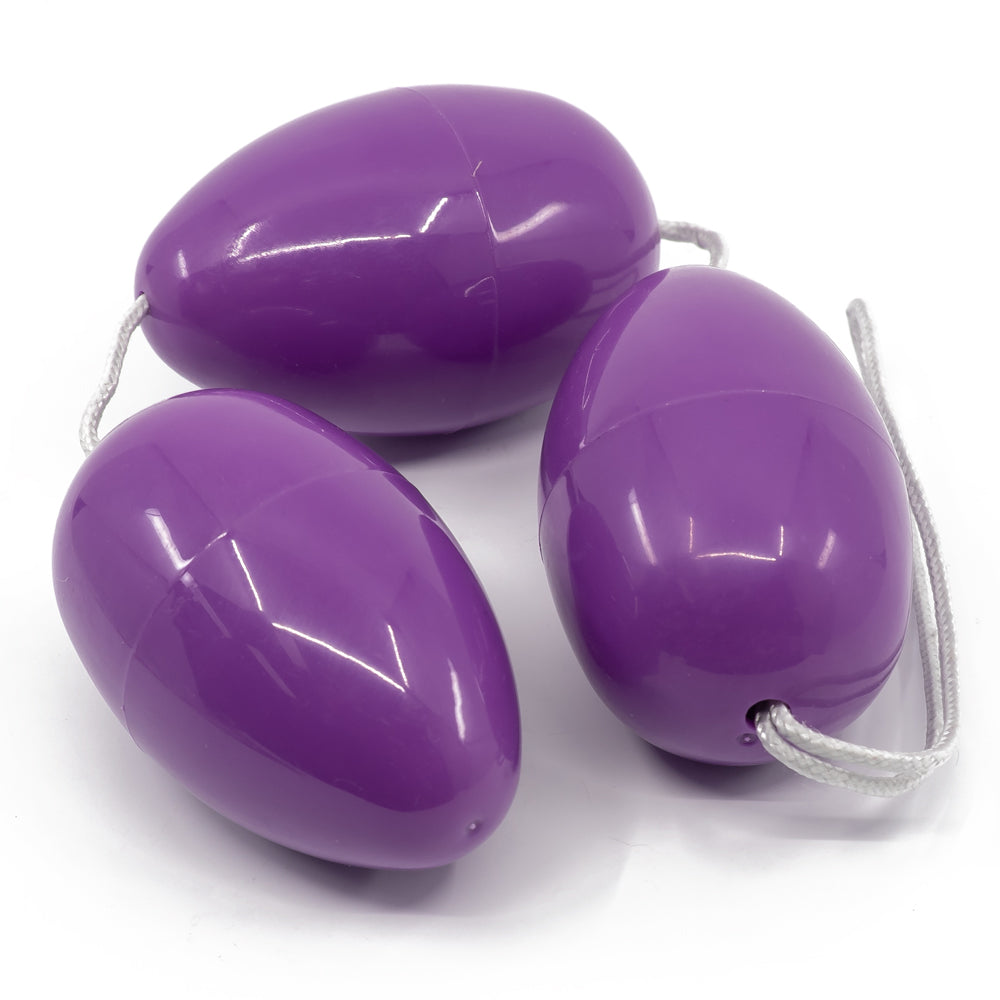 Triple Sexual Kegel Balls has internal rolling weights for stimulating 'knocking' sensations & a retrieval loop for easy removal.