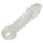  Ultimate Stud Textured Penis Extender Sleeve adds 2" of solid length & boosts girth w/ a studded texture for a partner to enjoy while the interior offers the wearer suction & ribbing. Clear. (2)