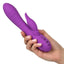 California Dreaming Valley Vamp G-Spot Rabbit Vibrator - w/ clitoral stimulator that swings side to side in 10 rhythms + 3 vibration modes in its bulbous G-spot shaft. Purple, in hand