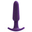 Vedo Bump Rechargeable Vibrating Anal Plug has a round tip + long thin shaft for comfortable insertion & a recessed section on acurved base so you can rock on it. Purple.