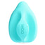 Vedo Yumi Rechargeable Lay-On Finger Vibrator is contoured to fit between your index & middle fingers & has a flat underside + nubby tip for either broad or precise stimulation. Turquoise.