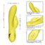 California Dreaming Venice Vixen Rabbit Vibrator - hollow clitoral teaser has 10 vibration functions while the bulbous G-spot targeting tip has 3 functions. Yellow 8