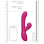 This rabbit vibrator has 3 independent 10-mode motors for internal vibration, G-spot thumping & contactless Air Pressure Wave clitoral stimulation. Pink-dimension.