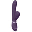 This rabbit vibrator has 3 independent 10-mode motors for internal vibration, G-spot thumping & contactless Air Pressure Wave clitoral stimulation. Purple.